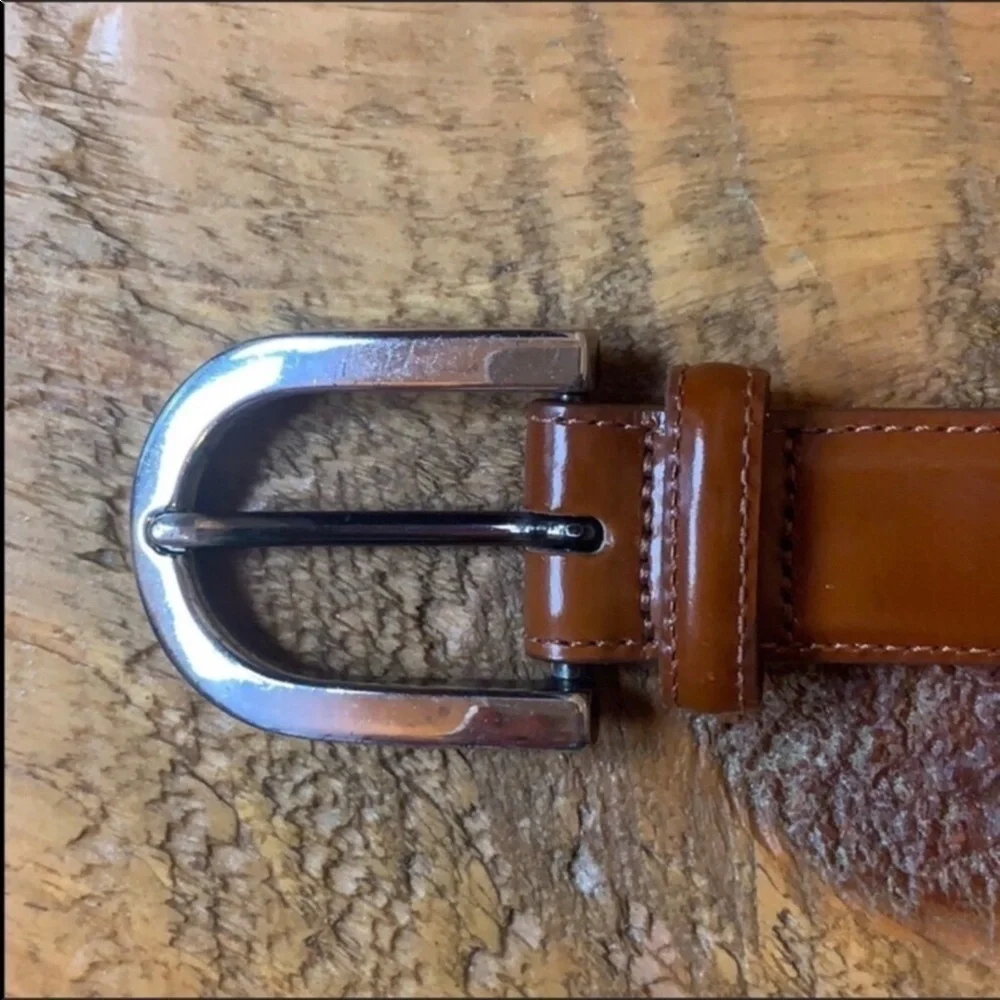 Talbots brown leather belt with silver accents Size Small